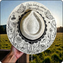 Wildflower Wanderer | Western Wide-Brim Hat | Vegan Suede | Laser Engraved-1
