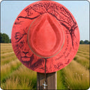 The Fearless Lion | Wide Brim Fedora Hat | Vegan Suede | Laser Engraved-1