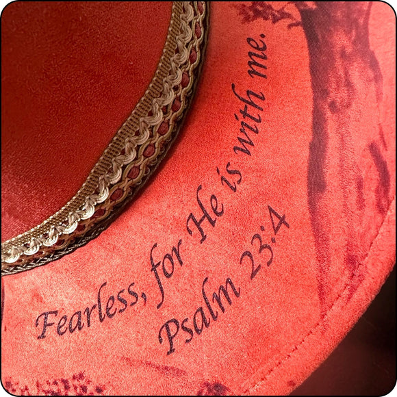 The Fearless Lion | Wide Brim Fedora Hat | Vegan Suede | Laser Engraved