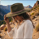 The Mountain Meadow | Wide Brim Fedora Hat | Vegan Suede | Laser Engraved-4