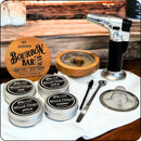 Cocktail smoker kit with engraved Bourbon Bar lid, torch, wood chips, and accessories for whiskey and bourbon enthusiasts