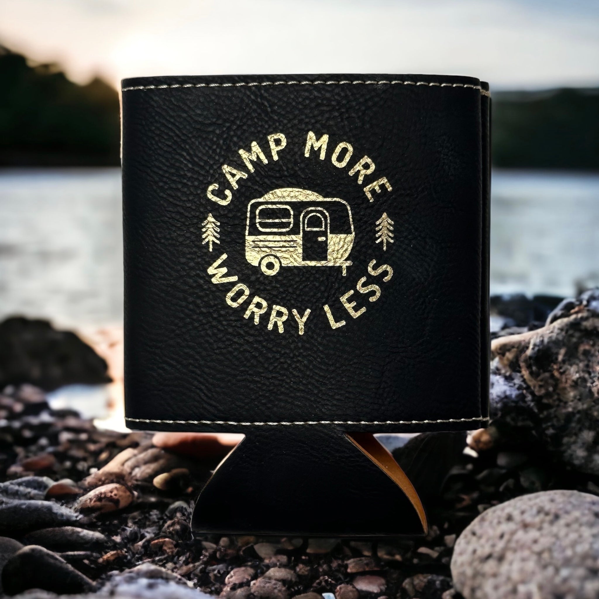 Camp More Worry Less Can Koozie