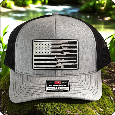 Richardson 112 Trucker Hat – American Gun Flag Leather Patch