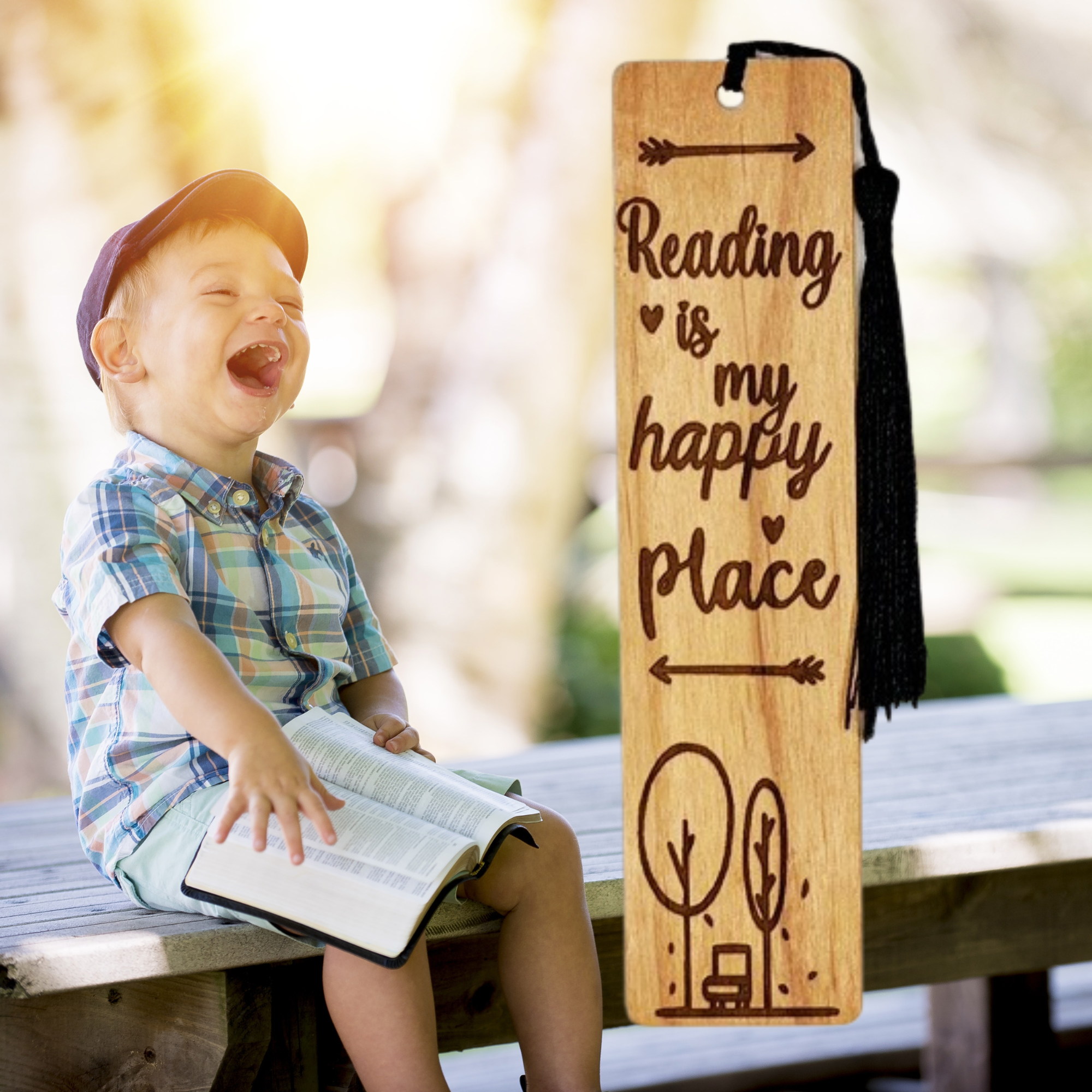 Reading is my happy place Wooden Bookmark